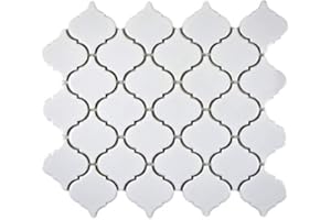 MOSANI Florentiner Retro Vintage Mosaik Fliese Keramik weiß glänzend Wandverkleidung Küche - MOS13-1WG