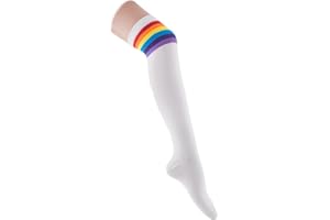 FUNNY FASHION Over The Knee Socks – Multi Stripes – Accessory Unicorn Costume Fancy Dress Party