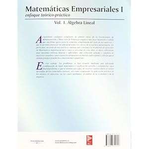 Matemáticas empresariales i. Vol.I