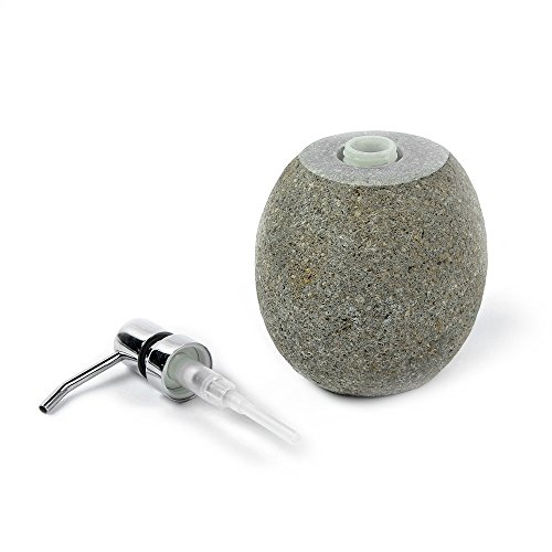 WOHNFREUDEN Naturstein Seifenspender aus Flusskiesel ✓ ca. 15 cm hoch ✓ ideal für Flüssigseife ✓ Dekoration für Naturstein Waschbecken aus Granit Kiesel ✓versandkostenfrei ✓ - 2
