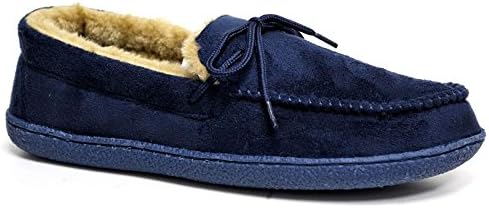Mens Moccasins Slippers Loafers Faux Suede Sheepskin Fur Lined Winter Shoes Size