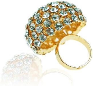 Large Swarovski Crystal Cocktail Ring in a mushroom dome shape and 14K Gold Plating, Adjustable Cocktail Rings
