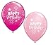 Produktbild Luftballon Happy Birthday Glitzer Rosa & Wildbeere Qualatex 28cm Latex 5 Stück