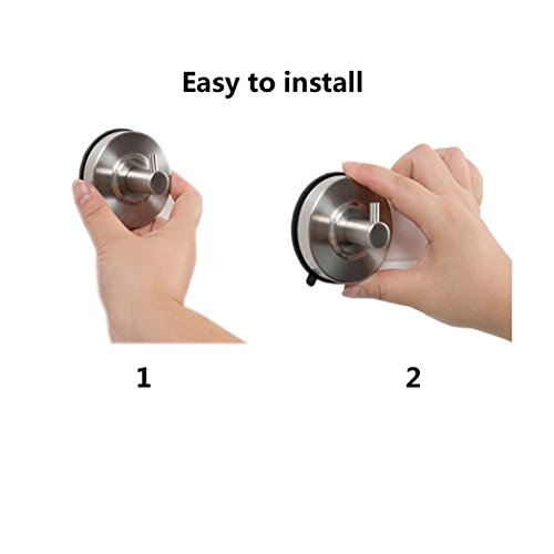 Saugnapf Haken Bad, PHOEWON SUS 304 Edelstahl Gebürstet Haken Stark Fensterhaken Wasserdicht Handtuchhalter Wandhaken Ohne Bohren Handtuch Haken für Küche, Schlafzimmer, Bad -2 Haken - 6
