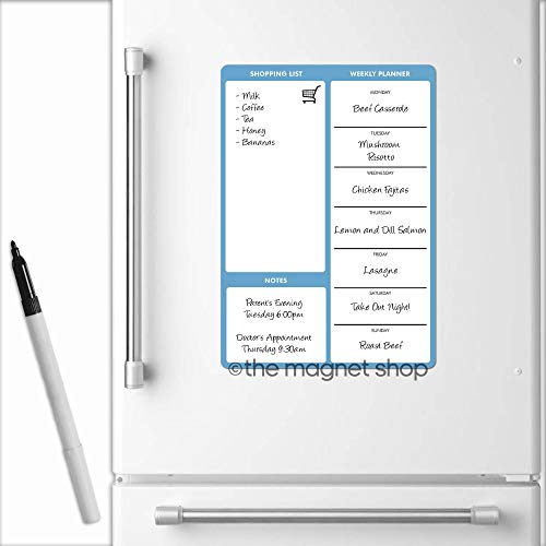 The Magnet Shop, lavagna magnetica per segnare i pasti della dieta settimanale, la spesa e altre informazioni, cancellabile a secco, formato A4, ideale per il frigo, colore: blu