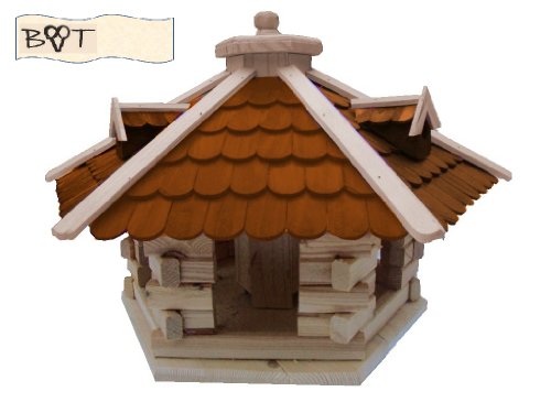 Vogelhaus, Vogelhäuser Futterstation Vogelvilla mit Schindeldach hellbraun braun SG60heOS