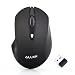 Produktbild Allek® geräuschlose stumm ergonomische kabellose optische laser Maus mit Nano USB schnurlose Empänger kompatibel zu PC Mac Computer Notebook and Laptop 2.4 GHz 3 Justierbare CPI Level, 1600 CPI, 4 Tasten Schwarz