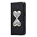 Produktbild Samsung S7 Edge Hülle, SpiritSun Ledertasche Schutzhülle für Samsung Galaxy S7 Edge Liebe Herz Muster Bling Glitter Liquid Flüssig Schwimmend Design Folio PU Leder Tasche Case Cover Bookstyle mit Standfunktion und Kredit Kartenfächer - Schwarz
