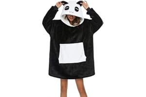 XINLONG Panda Übergroße Hoodie-Decke Gemütliche Plüsch mit Tasche Bequeme Sherpa Robe Sweatshirt Decke Fleece Decke Kapuzenpullover Sweatshirt Blanket Ganzkörperdecke TV-Decke mit Ärmeln Damen Herren Unisex