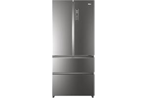 Haier Combinazione frigo-congelatore HB18FGSAA/frontale in vetro di design, altezza 190 cm, vano frigorifero da 358 L/181 L GE/fianco a fianco, argento