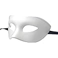 LECMACY Man Face Masquerade Mask for Venetian Greek Roman Party Mardi Gras Mask Design Mythological Greek Style, Fit for Halloween Christmas Mardi Gras Party (White)