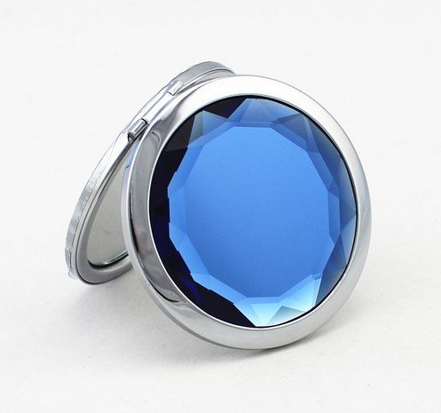 Umiwe(TM) Stainless Travel Compact Pocket Crystal Folding Makeup Mirror , Royalblue With Umiwe Accessory