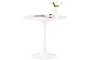 Buybyroom Scandinavian Modern Round Dining Table, Simple Small Table for Kitchen, Dining Room and Living Room, White