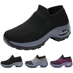 Funnie Zapatillas Deportivas de Mujer Deportivas Correr Gimnasio Casual Zapatos Running Caminar Mesh Transpirable Aumentar Más Altos Sneakers Tacón Cuña 4CM