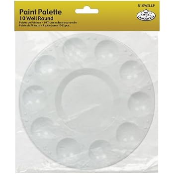 Palette Peinture 4 Pièces + 40 Pinceaux - Palette Ovale Plastique, 10 Godets, Pour Acrylique & Aquarelle