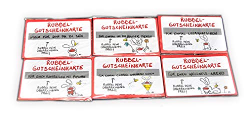 Preisvergleich Produktbild Schnäppchenladen24 Karten zum Aufrubbeln 6X Gutscheine Rubbelkarte Gutscheinkarte (Wellness / Kino)