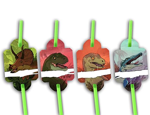 101-teiliges * DINOSAURIER * PARTY SET für Kindergeburtstag oder Mottoparty mit 8 Kinder: Teller, Becher, Servietten, Einladungen, Trinkhalme, Platzsets, Luftballons, Luftschlangen, u.v.m. von DH-Konzept // Motto Deko Partygeschirr Kinderfest T-Rex Triceratops Kreide Jura - 6