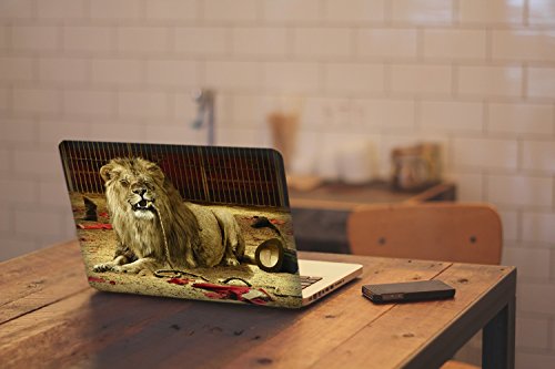 Wilde Tiere 10006, Lion, Skin-Aufkleber Folie Sticker Laptop Vinyl Designfolie Decal mit Ledernachbildung Laminat und Farbig Design für Laptop 11.6″ - 3