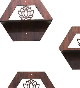 LOVERIA Handicraft Wooden Wall Rack Shelves for Living Room , Bedroom , Office , Kids Room and for Wall Decor and Home D?cor(Hexa)