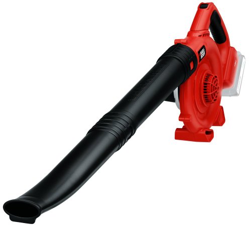 Black+Decker 18V Li-Ion Akku-Gartenbläser, Laubbläser, ohne Akku, 192km/h Blasgeschwindigkeit, GWC1800LB, schwarz orange