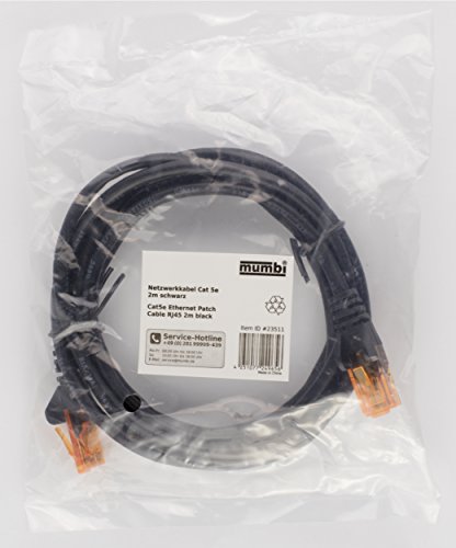 mumbi 2m CAT.5e Ethernet Lan Netzwerkkabel – CAT.5e (RJ-45) 2 Meter Kabel in schwarz - 6