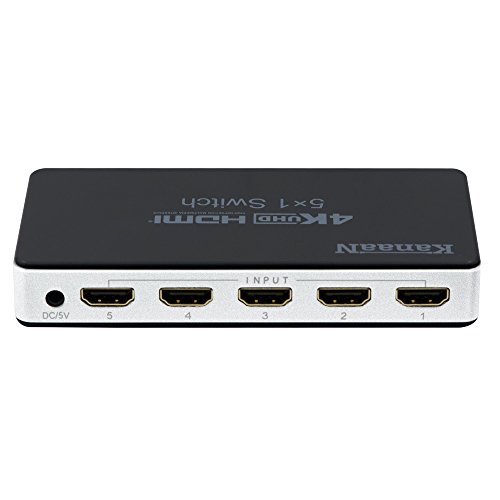 KanaaN HDMI Splitter 4K, HDMI 5×1 Splitter Switch UHD UHD-TV, 3D-Fähig, 5x HDMI-Eingang auf 1x HDMI Ausgänge | HDMI 4K Splitter bis 2160p - 3
