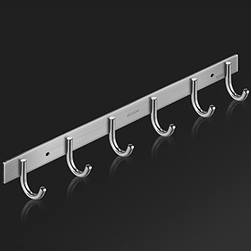 Preisvergleich Produktbild Ecooe Hakenleiste mit 6 Haken Edelstahl Rostfrei, Garderobe Hakenleiste,kleiderhaken Edelstahl für Badezimmer und Küche