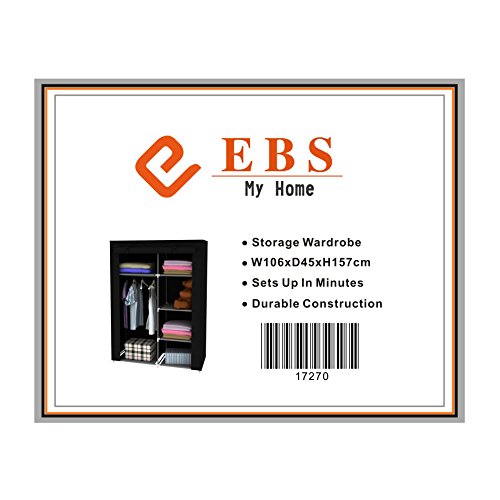 EBS® Kleiderschrank Wäscheschrank Garderobenschrank Stoffschrank Faltschrank mit Regal Schwarz 154 x 45 x 105cm - 8