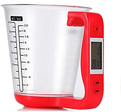 Electronic Measuring Cup Kitchen Electronic Scale Platform Multi - Function Measuring Cup 0-1KG Thermometer Electronic Scales (Red)