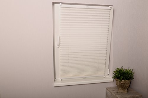 Plissee 70 x 130 cm Creme Crushed-Optik Fertigplissee verspannt ohne Bohren - 4