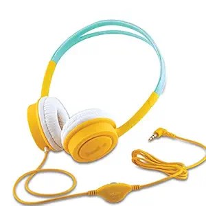 iBall Kids Diva Wired Over The Ear Headphone Without Mic (Yellow and Light Blue)