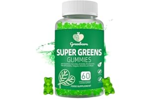 GREENBEARS Super Greens Gummies – Daily Greens Supplement with Spirulina, Chlorella, Wheatgrass & Probiotics – Natural Energy, Immune & Digestive Support – Vegan, Non-GMO, 60 Gummies