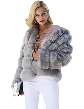 Simplee Apparel Damen Mantel Winter Elegant Warm Faux Fur Kunstfell Jacke Kurz Mantel Coat