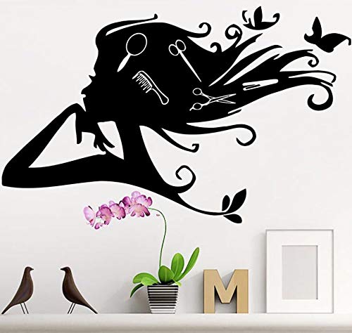 Preisvergleich Produktbild Ajcwhml Vinyl Aufkleber Schönheit Friseursalon Wandtattoos Schönes Mädchen Wandkunst Wand Schönheitssalon Fenster Aufkleber Friseursalon Poster 67X42 Cm
