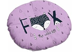 Morbuy Cuscini per Sedia Rotondi Modello Animale Nordic, Cuscino Sedia in Cotone Lino Tatami Comodo Morbido, per Cucina Giardino Sedia da Pranzo Interno ed Esterno (40x40cm,Volpe Viola)