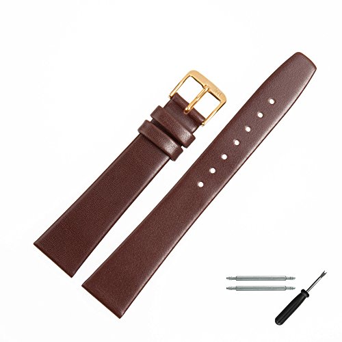 Uhrenarmband 10mm Leder braun glatt - Ersatzarmband inkl. Federstege & Werkzeug - Lederband mit trapezförmigem Bandverlauf - Marburger Uhrenarmbänder seit 1945 - dunkelbraun / gold Uhrenarmband 10mm Leder braun glatt - Ersatzarmband inkl. Federstege & Werkzeug - Lederband mit trapezförmigem Bandverlauf - Marburger Uhrenarmbänder seit 1945 - dunkelbraun / gold