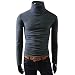 Produktbild Männer Langarm Unterhemd, Kaiki Männer Top Skivvies Warm High Neck Baumwolle Blend Bluse (M, Gray)
