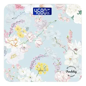 Vandelay Digital Weighing Scale ? [Spirit Series] ? Electronic Weight Machine for Human Body with Thick Tempered Glass (Sweet Blossom Flower)