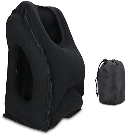 Inflatable Travel Pillow, Multifunctional Nap Pillow With Earplugs for Traveling, Camping, Office, Home Use - Black