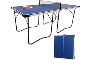 vocheer Folding Ping Pong Table, 6FT Potable Table Tennis Table Game Table for Kids Ideal for Smaller Spaces, Easy Assembly Suitable for Apartments, Small Games Rooms, etc
