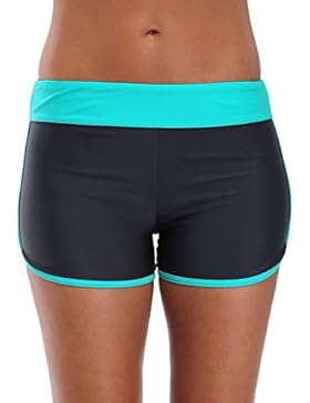 Attraco Damen Badehose Kurze Badeshorts Schwimmhose Bunt Kante Bikinihose