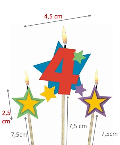 Kinder Geburtstag Dekoration Deko-Set *Stern* Happy Birthday Partykette Girlande 6 Luftballons und 3 Geburtstags-Kerzen 4. Geburtstag - 2