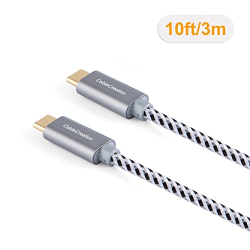 CableCreation USB-Kabel Typ C-C, 3 m lang, geflochtenes USB-Kabel, 2.0 Typ C (USB-C), Typ C-Daten-Ladekabel (3 A), für 12 Zoll-MacBook, Nexus 5/6P, Lumia 950/950XL und mehr, grau - 2