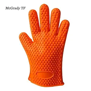 Generic Orange: Cooking Baking BBQ Glove Environmental Protection, Easy to Clean, Heat Resistant Silicone BBQ Grill Glove Barbecu