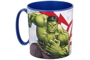 ILS I LOVE SHOPPING Tazza Bicchiere in plastica 350ml per Microonde con manico Bambini colazione BPA-free (Avengers Supereroi Hulk)