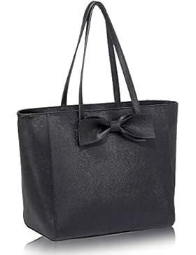 Damen Designer Schulter Oben Griff Modisch Tote Tasche Mit Vorderseite Bogen Krawatte Faux Leder Handtasche Mit...