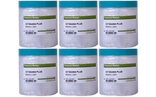 6 x Colorus Masker Tape PLUS UV Gewebe 55 cm x 20m Cover Quick Abdeckfolie Maskerband