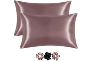 Go Well Satin Silk Pillow Cover for Hair and Skin 2 Piece with 3 Piece Satin Silk Soft Scrunchies|Silk Pillow Covers with Env