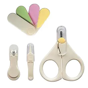 GOCART WITH G LOGO Baby Nail Kit, Baby Manicure Kit and Pedicure Kit with Baby Nail Clipper, Scissor, Nail File & Tweezers for New-Born, Infant & Toddler (White)