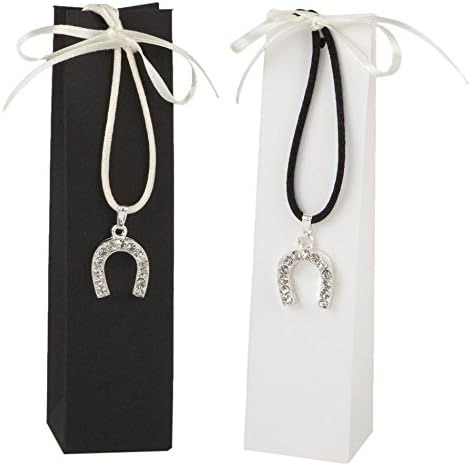 mopec mb2140 – Strass Hanging Horseshoes with Black and White laces, Pack of 2 Units